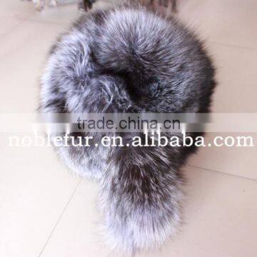 High Thickness Silver Fox Fur Hat windproof Headwear With Long Tail photo-4