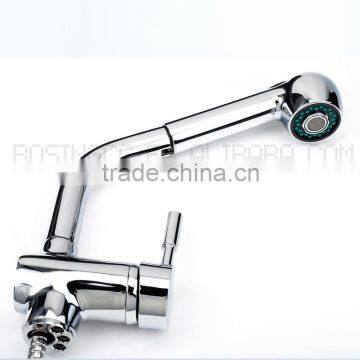 Custom Long Pull Out Handle Brass Mixer Faucets Kitchen Basin photo-3