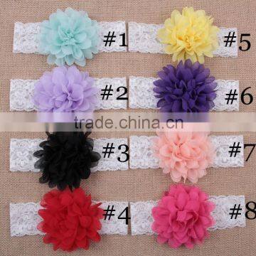 2015 Baby girls hair accessories headbands with big chiffon flower