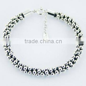 Handcrafted Macrame Bracelet Covered with Silver Beads