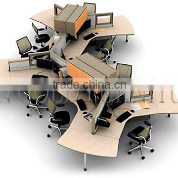 Economic Practical Partition Unique Steel Curved 8 Person Office Workstation(SZ-WS354)