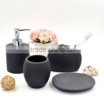 Balck Polyresin Sandstone Bathroom Accessories Set for Hotel and Home
