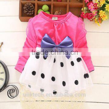 Bow Knot and Dot Dresses Fall Kids Clothing