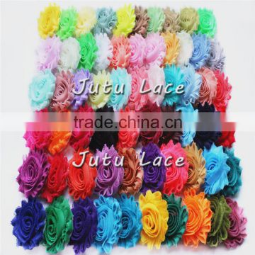 83Colors for choose 2.5''Shabby Frayed Flower Hair Accessories Fabric Craft Flower