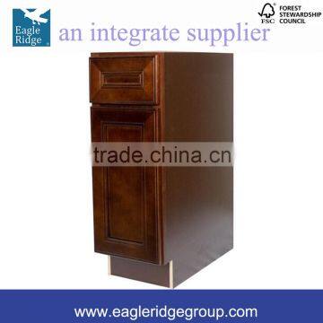 Cherry Mahogany Brown Saddle Base Kitchen Cabinet, 12"x34.5"x24"