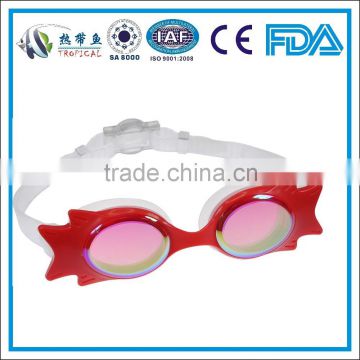 High quality children swimming glasses Silicone kids swim goggles in red and clear color