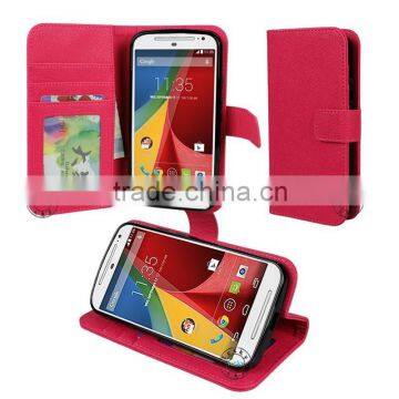 fake leather flip case for motorola moto g2 card holder