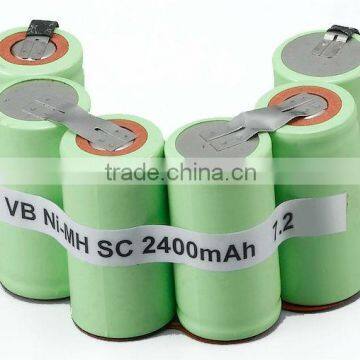 7.2V 2400 mAh SC NiMH battery pack for lighting and industrial battery