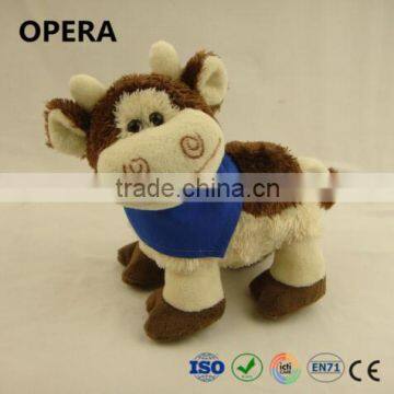 Very Soft Cheap Brown pv Plush Fabric Cow Toys