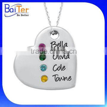 Custom 925 Sterling Silver Engraved Name Birthstone Disc Pendant Necklace Pendant With Birthstone photo-5