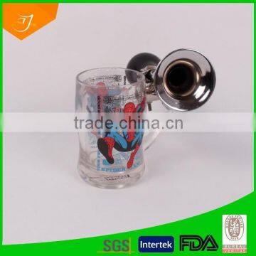 Logo Print White Beer Mug With Trumpet