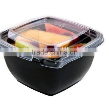 PET Square Tamper Evident Bowl with Lid Bowl2 16 oz. Black Food Take Away Container                        
                                                Quality Choice