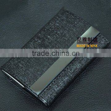 Classic gray Promotion PU leather double sided business name card case, card holder ST128