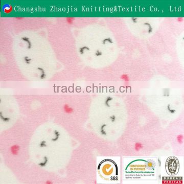 100 polyester polar fleece fabric print cartoon kitty wholesale brushed velvet fabric manufacture from Chian