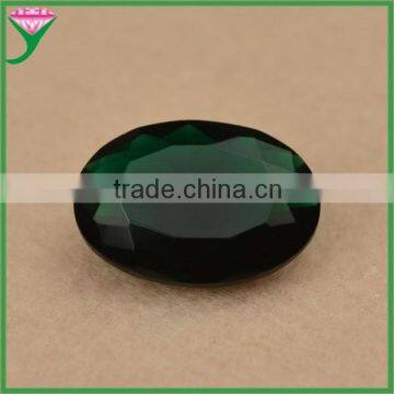 hot sale large oval dark green glass semi precious gemstone for jewellry