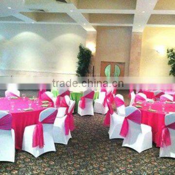 Spandex chair cover with organza sashes for wedding