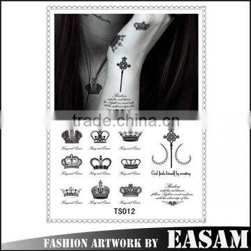 2015 crown temporary tattoo sticker/body tattoo design