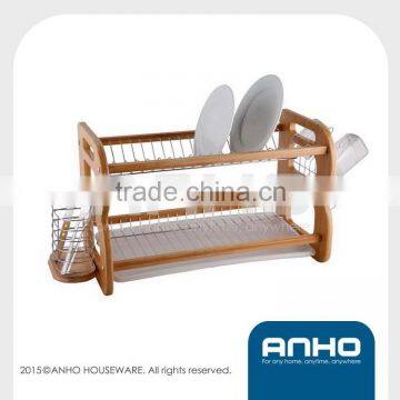 2-tier kitchen wooden dish rack