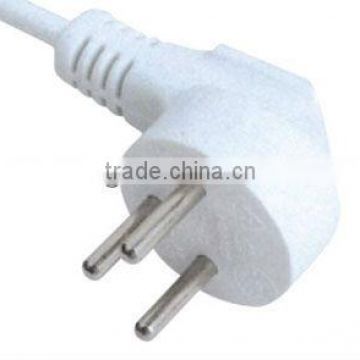 Israel 3 prong power plug with white cable