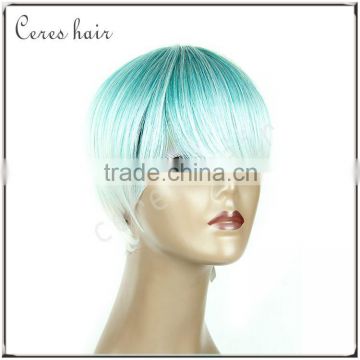 Ombre wig green blond short cut wig machine made hot style wig for christmas party