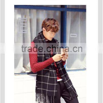 Women Ladies Wool Blend Tartan Neck Stole Plaid Grid Tassel Scarf Wrap photo-3