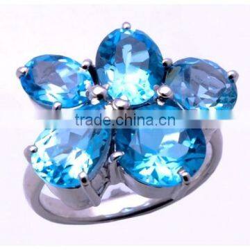 The Gopali Jewellers Natural Blue Topaz Sterling Silver Rings Jaipur Jewelry