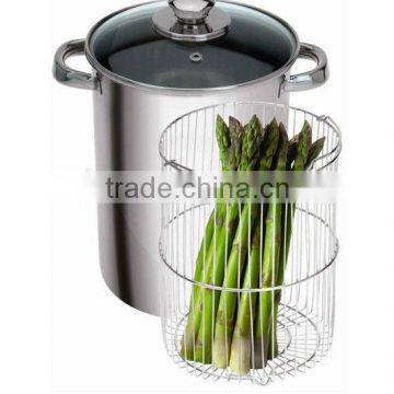 #202 polished stainless steel Asparagus Pot with basket