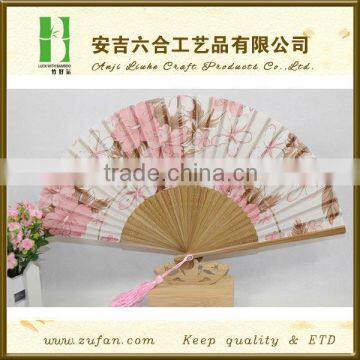 pink promotional Japanese silk bamboo folding fan