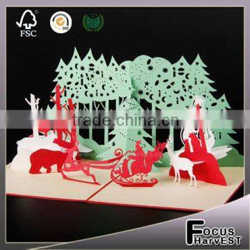 3D Merry Christmas Party Gift Handmade Card Laser Cut Greeting Cards