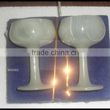 White Onyx Wine Glass Set of 2 in Wholesale