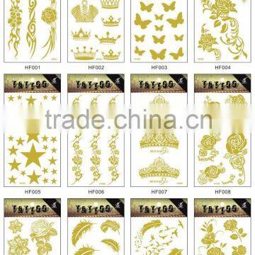 2015 hot sale eco-friendly good quality fashion gold tattoo sticker