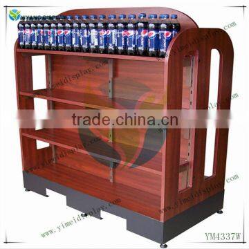 custom wood beverage display rack with printed graphics YM4337W