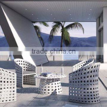 Unique Wicker Rattan Outdoor Dining Set Furniture (1.2mm Alu frame powder coated, anti UV PE rattan,waterproof cushion 250g)