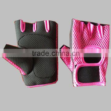 Neoprene mesh fabric non slip half finger gym fitness gloves