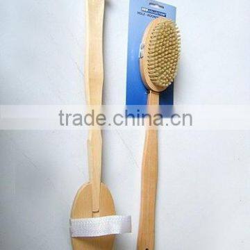 natural wooden refillable body powder brush