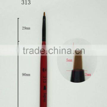 Mini red wooden handle nylon hair nail art painting brush BW-313 flat