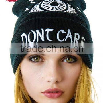 wholesale custom embroidery slouch winter knit beanie