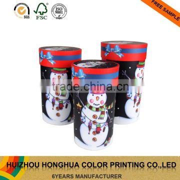 Custom christmas tube paper gift box cardboard paper storage box with lid