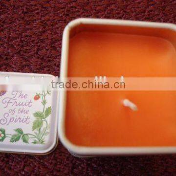 square scented soy tin candle