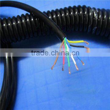 Black pu jacket work range 8 meters,7*2.5mm2 coil cable