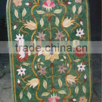 Green Marble Stone Inlay Pietra Dura Table Top