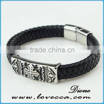 genuine mens handmade braided leather bracelet