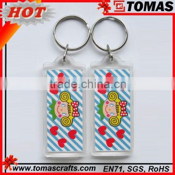 Guangzhou high quality custom plastic rectangle shape keychain