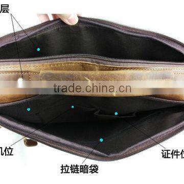 BOSHIHO Genuine Leather Crazy Horse Brown Leather Handbag photo-6