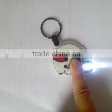 promotional helmet pvc rubber led keychain