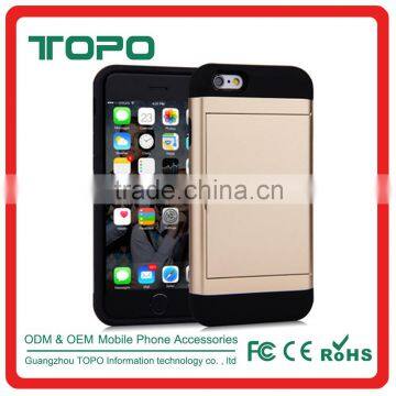 Hybrid soft TPU PC Shockproof plastic rugged phone cover for iphone 6 6S 7 plus case with credit card holder