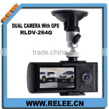 Hot! Dual Lens HD gps dual camera car dvr RLDV-264G