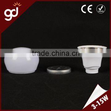 top selling easy-assembling 15W e27 plastic and aluminum PC bulb housing