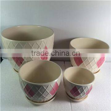 Wholesale Ceramic Flower Pots Painting Diamond With Same Pattern photo-4