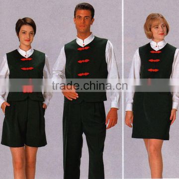 HOT Sleeveless black resturant waiter uniform